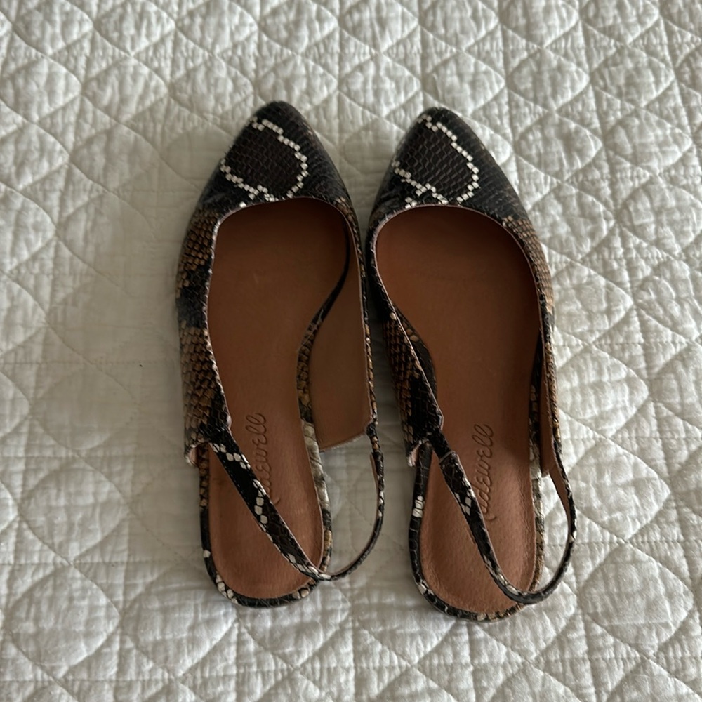 Madewell leather snakeskin multiple color sling back SZ 5.5 TO BE DONATED 5/21